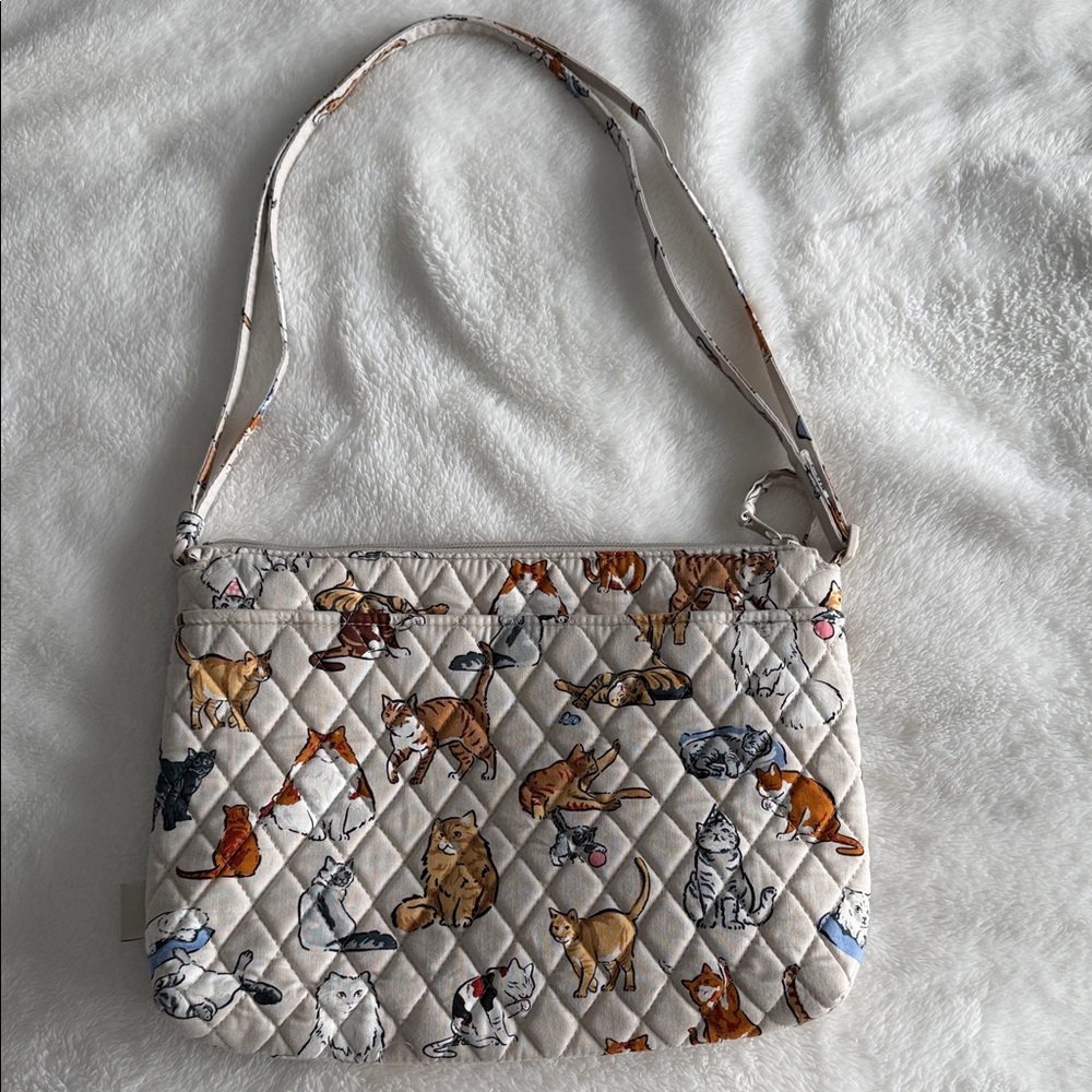 Vera Bradley Cream Quilted Cat Shoulder Bag